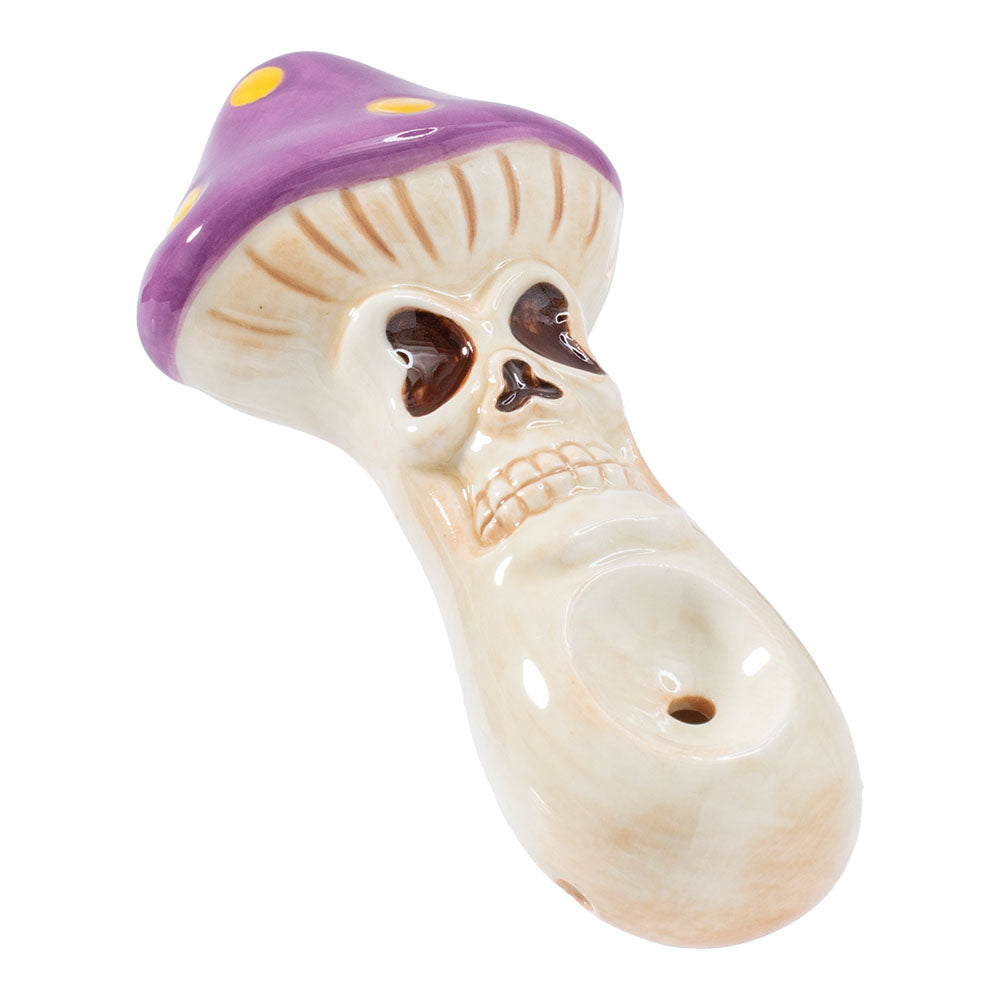 Wacky Bowlz Skull Mushroom Ceramic Pipe - 4"