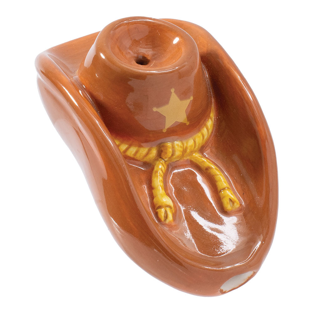 Wacky Bowlz Cowboy Hat Ceramic Pipe - 4"
