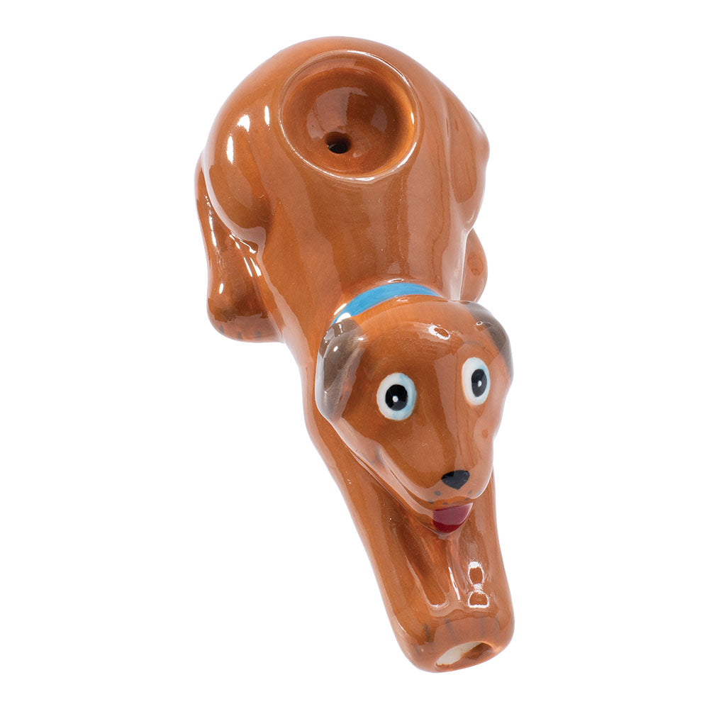 Wacky Bowlz Brown Dog Ceramic Pipe - 4.5"