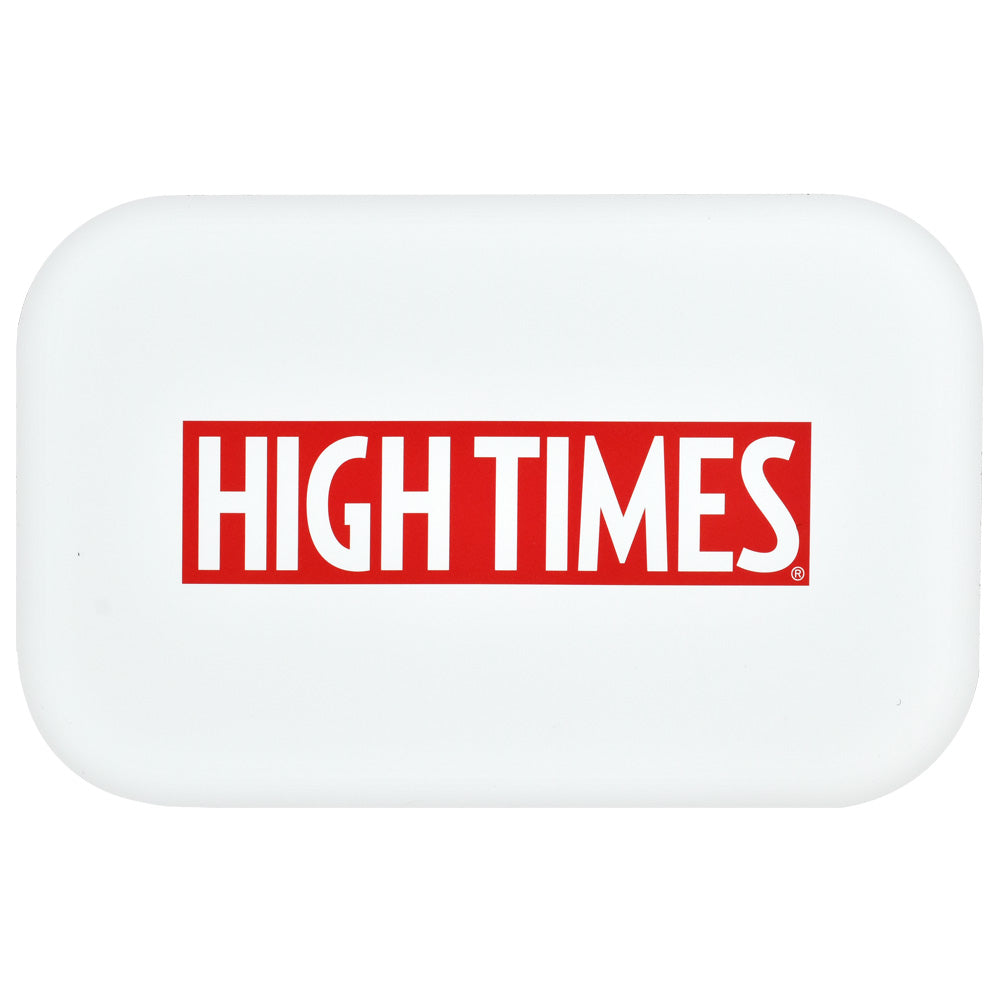 High Times Metal Rolling Tray w/ Lid - 11"x7" / High Times White