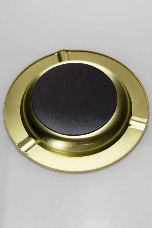 Raw metal ashtray with magnet backing