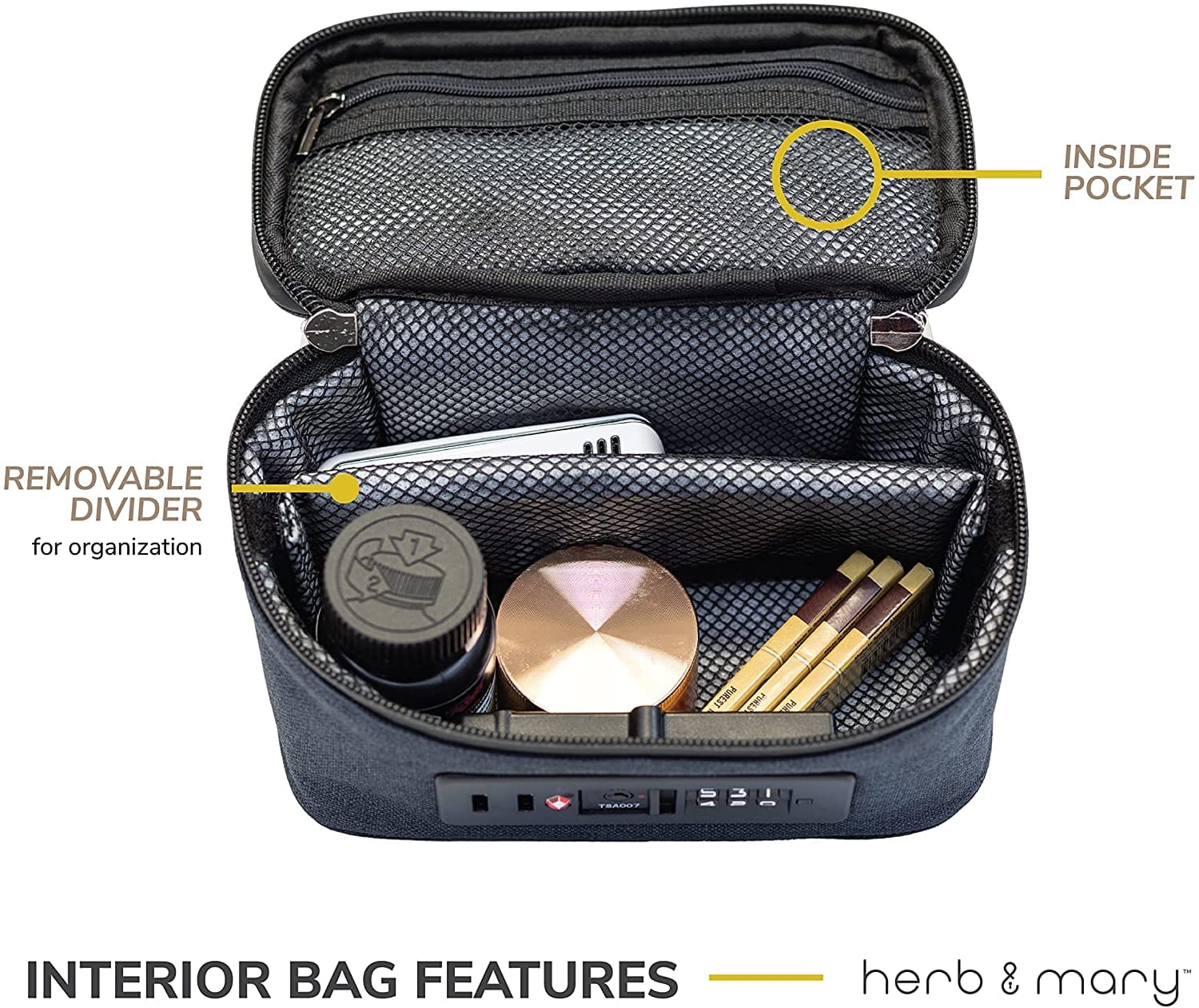 Herb & Mary Smell Proof Accessories Storage Stash Case w/Integrated Combo Lock (Small)